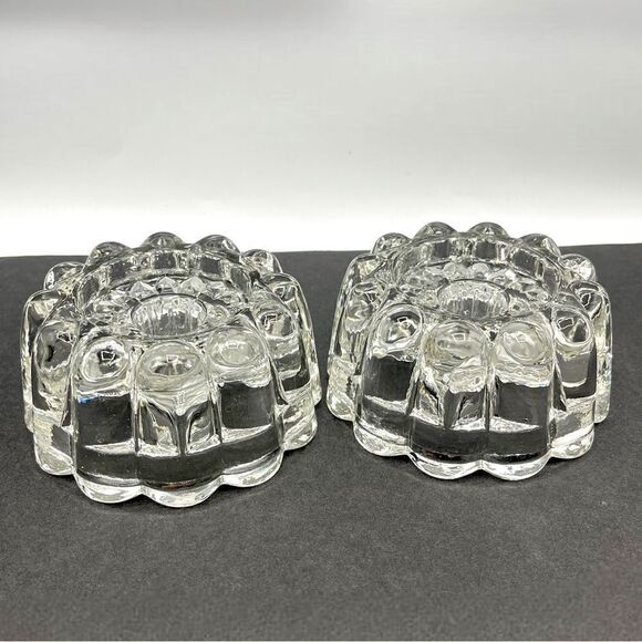 Vintage Princess House 3-Way Round Ribbed Crystal Candle Holder Pair - Picture 1 of 16